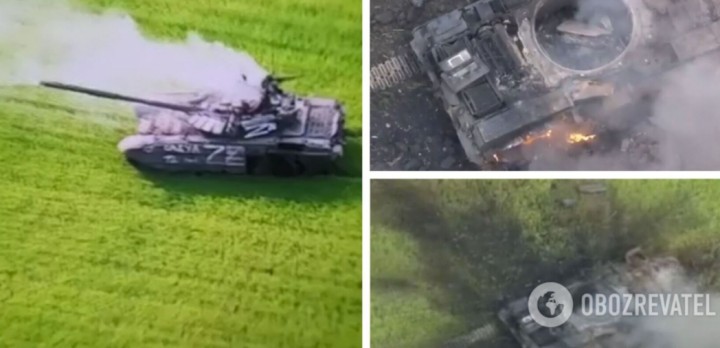 ЗСУ «підсмажили» ворожий танк із окупантами: заїхав на пшеничне поле. Відео