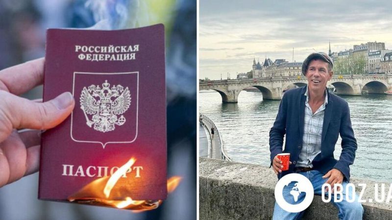 Російський актор Олексій Панін показав новий паспорт на тлі прапора України
