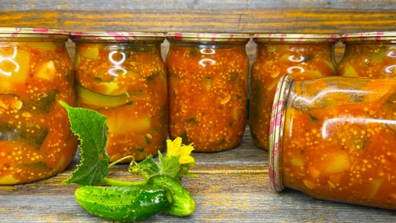 Кабачки та огірки в кетчупі з французькою гірчицею! Готуйте одразу подвійну порцію!